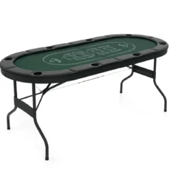 Klappbarer Pokertisch für 8 Spieler Spieltisch mit Getränkehaltern & Gepolsterter Armauflage