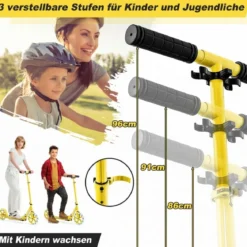 Klappbarer Scooter mit 100kg Tragkraft & 2 LED Räder Höhenverstellbarer Roller Tretroller