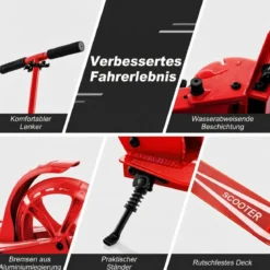 Klappbarer Scooter mit 100kg Tragkraft & 2 LED Räder Höhenverstellbarer Roller Tretroller
