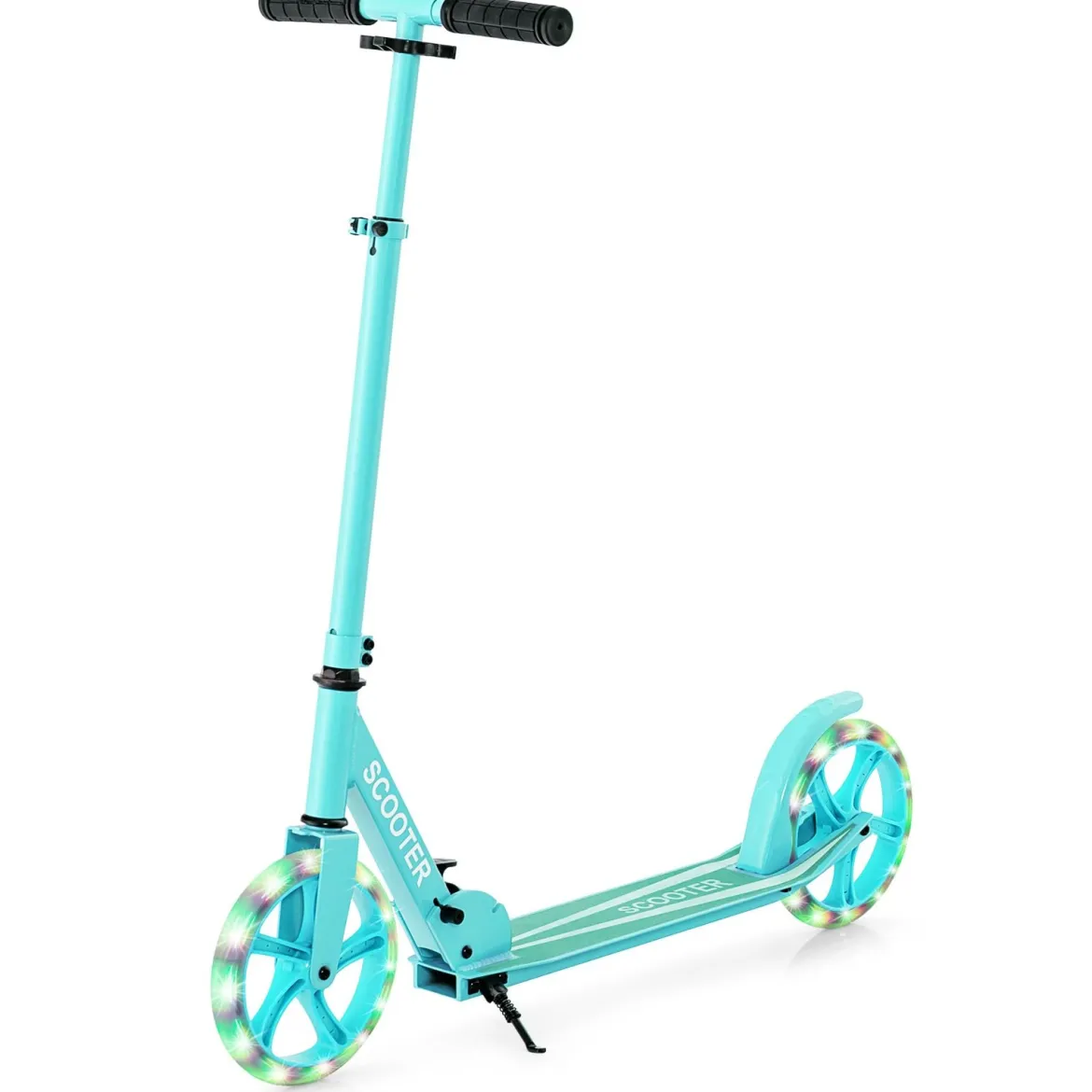 Klappbarer Scooter mit 100kg Tragkraft & 2 LED Räder Höhenverstellbarer Roller Tretroller