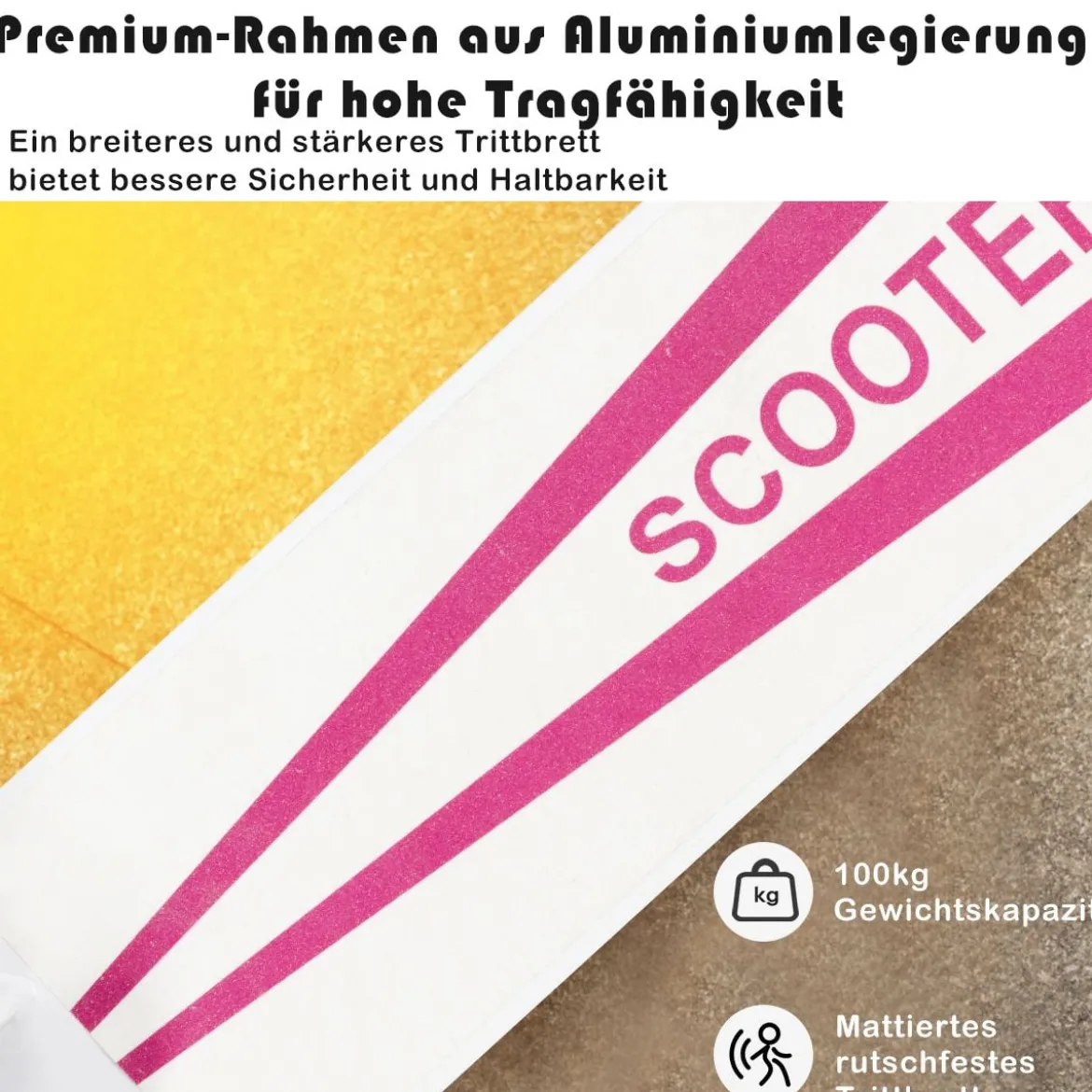 Klappbarer Scooter mit 100kg Tragkraft & 2 LED Räder Höhenverstellbarer Roller Tretroller