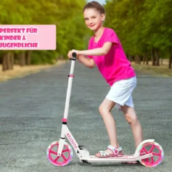 Klappbarer Scooter mit 100kg Tragkraft & 2 LED Räder Höhenverstellbarer Roller Tretroller