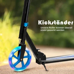 Klappbarer Scooter mit 100kg Tragkraft & 2 LED Räder Höhenverstellbarer Roller Tretroller
