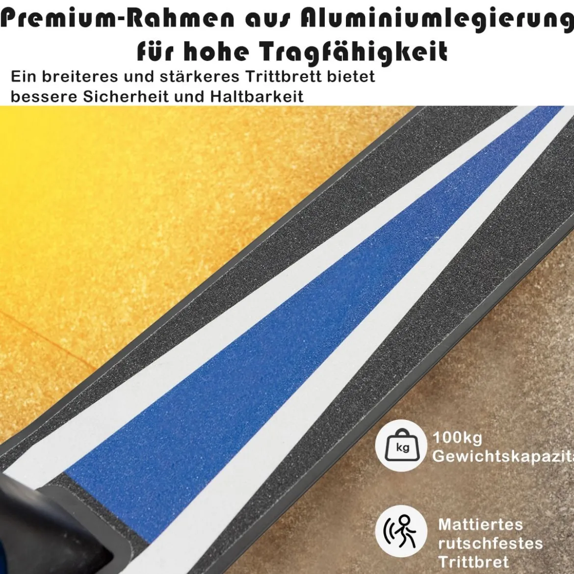 Klappbarer Scooter mit 100kg Tragkraft & 2 LED Räder Höhenverstellbarer Roller Tretroller