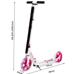 Klappbarer Scooter mit 100kg Tragkraft & 2 LED Räder Höhenverstellbarer Roller Tretroller