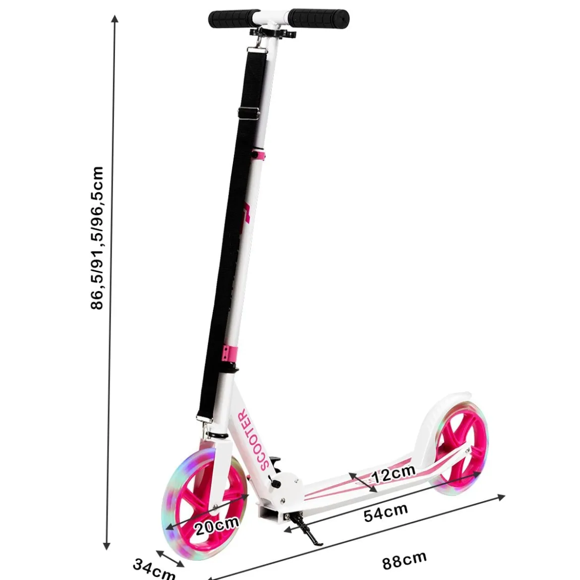Klappbarer Scooter mit 100kg Tragkraft & 2 LED Räder Höhenverstellbarer Roller Tretroller