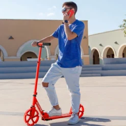 Klappbarer Scooter mit 100kg Tragkraft & 2 LED Räder Höhenverstellbarer Roller Tretroller