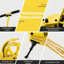 Klappbarer Scooter mit 100kg Tragkraft & 2 LED Räder Höhenverstellbarer Roller Tretroller