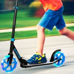 Klappbarer Scooter mit 100kg Tragkraft & 2 LED Räder Höhenverstellbarer Roller Tretroller