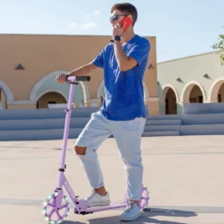 Klappbarer Scooter mit 100kg Tragkraft & 2 LED Räder Höhenverstellbarer Roller Tretroller