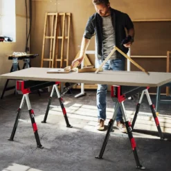 Klappbarer Sägebock im 2er-Pack aus Stahl mit 2 x 4 Stützarmen 61,5–82,7 cm Höhenverstellbar