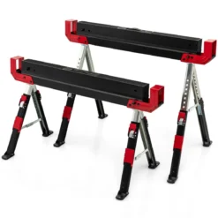 Klappbarer Sägebock im 2er-Pack aus Stahl mit 2 x 4 Stützarmen 61,5–82,7 cm Höhenverstellbar