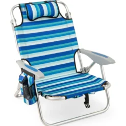 Klappbarer Strandstuhl mit Verstellbarer Rückenlehne & Kühltasche Campingstuhl