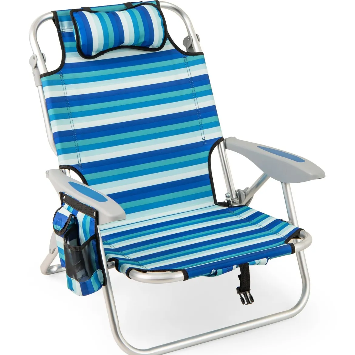 Klappbarer Strandstuhl mit Verstellbarer Rückenlehne & Kühltasche Campingstuhl