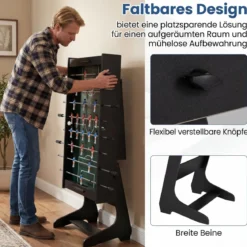 Klappbarer Tischkicker mit 22 Spielfiguren & 2 Bällen & 2 Punktezähler 120 cm Kickertisch Schwarz