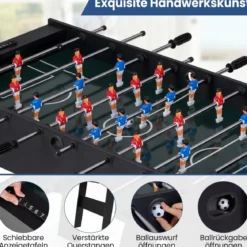 Klappbarer Tischkicker mit 22 Spielfiguren & 2 Bällen & 2 Punktezähler 120 cm Kickertisch Schwarz