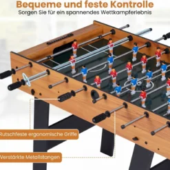 Klappbarer Tischkicker mit 22 Spielfiguren & 2 Bällen & 2 Punktezähler 120 cm Kickertisch Natur