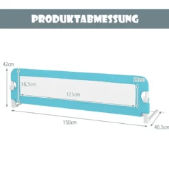 Klappbares Bettgitter mit Verstellbarer & EIN-klick-Faltung Gurte Bettschutzgitter 150 x 42cm