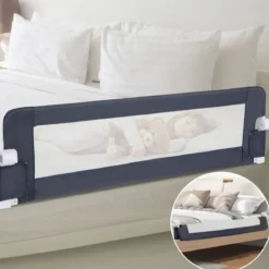 Klappbares Bettgitter mit Verstellbarer & EIN-klick-Faltung Gurte Bettschutzgitter 150 x 42cm