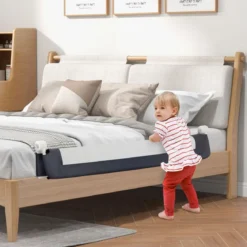 Klappbares Bettgitter mit Verstellbarer & EIN-klick-Faltung Gurte Bettschutzgitter 150 x 42cm