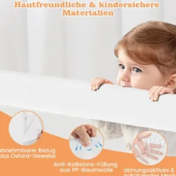 Klappbares Bettgitter mit Verstellbaren Riemen Bettschutzgitter 121 x 40,5 x 42 cm