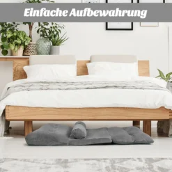 Klappbares Bodensofa 3 in 1 Grau Schlafsofa mit Schlaffunktion und Verstellbarer Rückenlehne