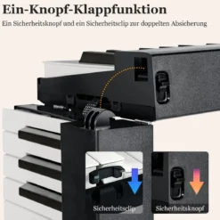 Klappbares E-Keyboard Faltbar mit 88 Beleuchteten Tasten Digitale Keyboard Digitale Keyboard Schwarz