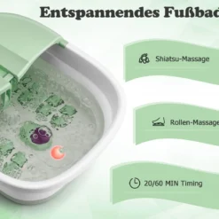 Klappbares Fußbad mit Wärme Fußbad mit Fernbedienung Massagegerät 33,5 x 41 x 20,5 cm Grün