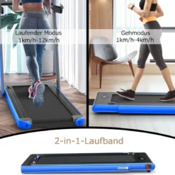 Klappbares 2-in-1-Laufband Heimtrainer mit zwei LED-Anzeigen APP & Fernbedienung Blau