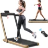 Klappbares 2-in-1-Laufband Heimtrainer mit zwei LED-Anzeigen APP & Fernbedienung Gelb