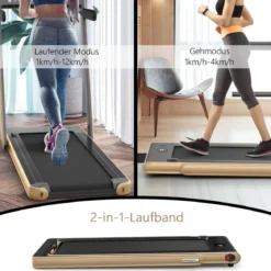 Klappbares 2-in-1-Laufband Heimtrainer mit zwei LED-Anzeigen APP & Fernbedienung Gelb