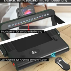 Klappbares 2-in-1-Laufband Heimtrainer mit zwei LED-Anzeigen APP & Fernbedienung Grün