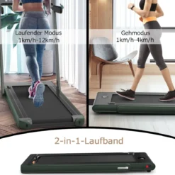 Klappbares 2-in-1-Laufband Heimtrainer mit zwei LED-Anzeigen APP & Fernbedienung Grün