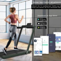 Klappbares 2-in-1-Laufband Heimtrainer mit zwei LED-Anzeigen APP & Fernbedienung Grün