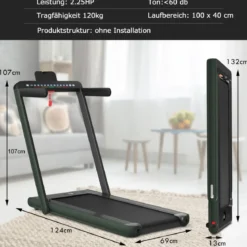 Klappbares 2-in-1-Laufband Heimtrainer mit zwei LED-Anzeigen APP & Fernbedienung Grün