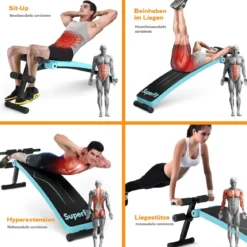 Klappbare Sit Up Bank bis 200kg Belastbar Verstellbare Schrägbank Trainingsbank Blau