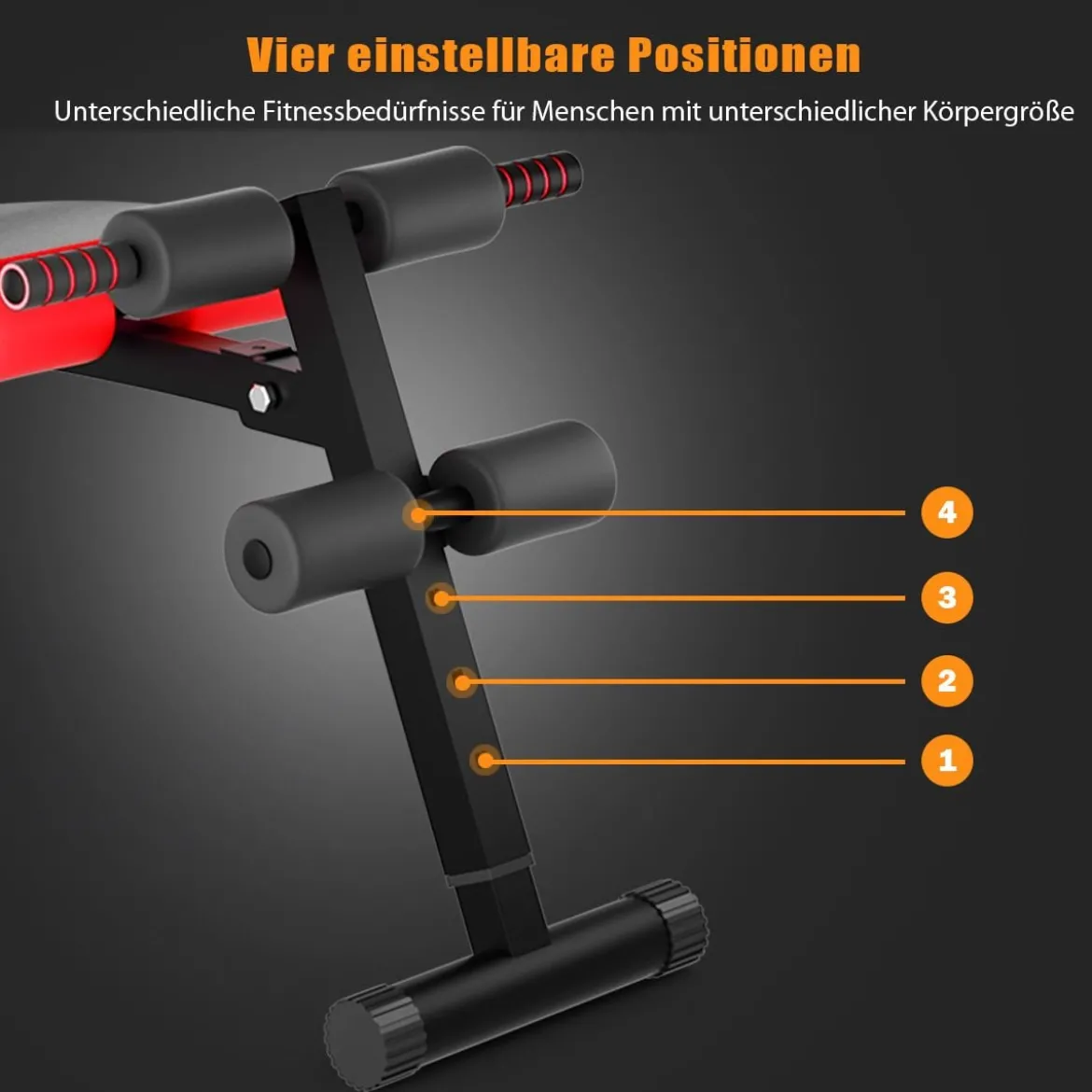 Klappbare Sit Up Bank bis 200kg Belastbar Verstellbare Schrägbank Trainingsbank Rot