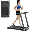 Klappbares Laufband für Zuhause mit Bluetooth-Lautsprecher & LED-Anzeige und Gerätehalter Silbern