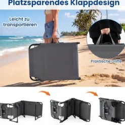 Klappbare Sonnenliege mit Loch für Kopf & Arme Gartenliege mit Verstellbarer Rückenlehne Grau