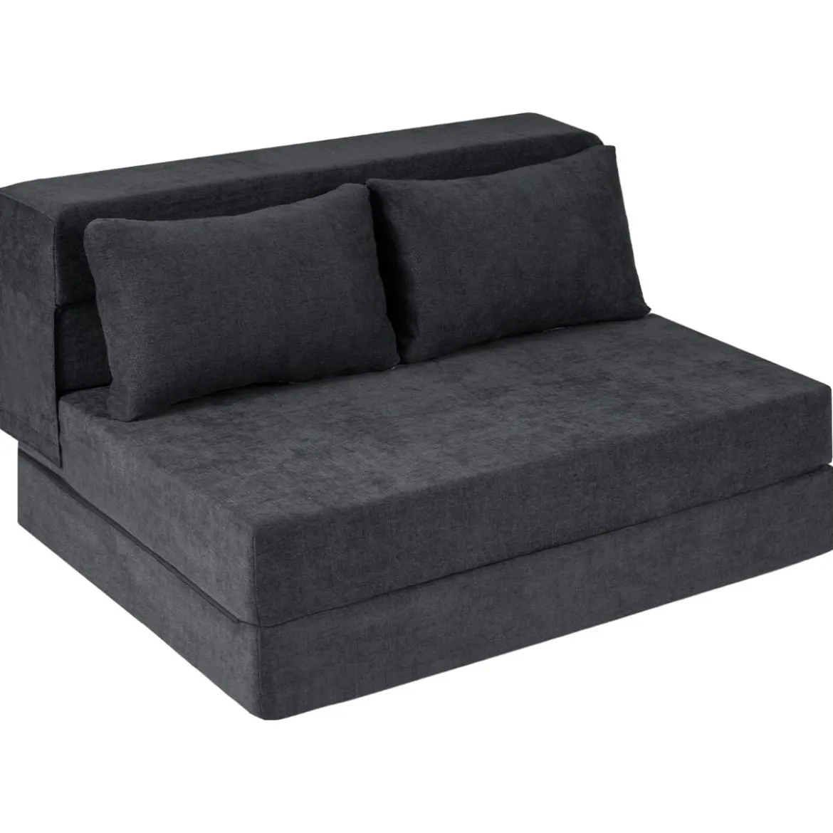 Klappbares Schlafsofa 3 In 1 Chenille 2 Kissen für Wohnzimmer Schlafzimmer Home Office Grau