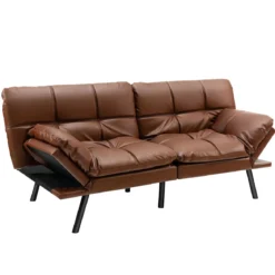Klappbares Schlafsofa mit Schlaffunktion Schlafcouch mit Verstellbarer Rückenlehne Braun