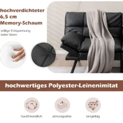 Klappbares Schlafsofa mit Schlaffunktion Schlafcouch mit Verstellbarer Rückenlehne Braun Schwarz