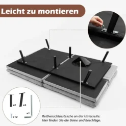 Klappbares Schlafsofa mit Schlaffunktion Schlafcouch mit Verstellbarer Rückenlehne Grau