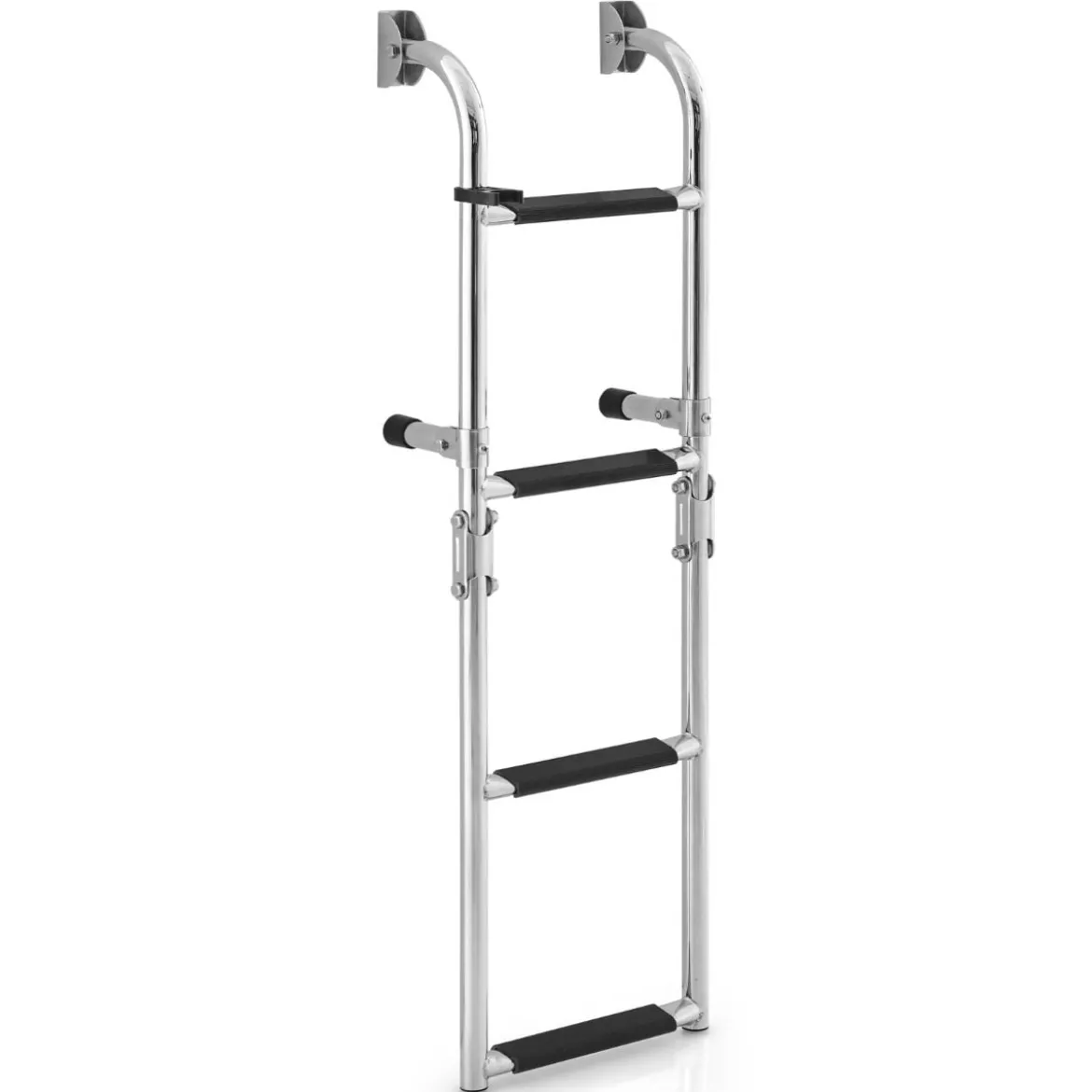 Klappbare 3-stufige Leiter mit Robusten PVC-Stufen & Bodenadapter & Clips 27,5 x 13 x 90 cm