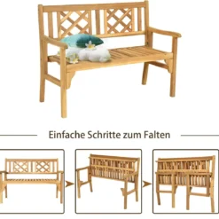 Klappbare Terrassenbank Gartenbank Holz Holzbank Gartenmöbel 120 x 56 x 90 cm Natur