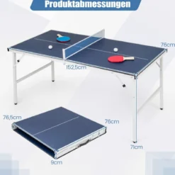 Klappbare Tischtennisplatte mit Netz & 2 Schlägern & Bällen Mini Tischtennistisch Ping Pong Tisch