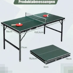 Klappbare Tischtennisplatte mit Netz & 2 Schlägern & Bällen Ping Pong Tisch Schwarz/Blau/Grün