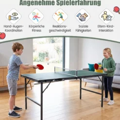 Klappbare Tischtennisplatte mit Netz & 2 Schlägern & Bällen Ping Pong Tisch Schwarz/Blau/Grün