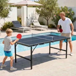 Klappbare Tischtennisplatte mit Netz & 2 Schlägern & Bällen Ping Pong Tisch Schwarz/Blau/Grün