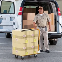 Klappbare Transportwagen bis 150 kg Tragkraft Plattformwagen mit 360° Lenkrollen & Handgriff Orange